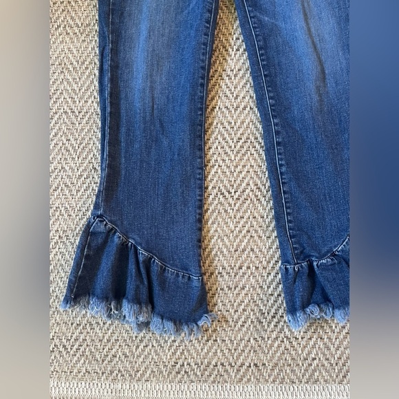 Paige High-Rise Hoxton Straight Ankle Raw Ruffled Hem Denim Jeans Size 27 - Picture 4 of 6